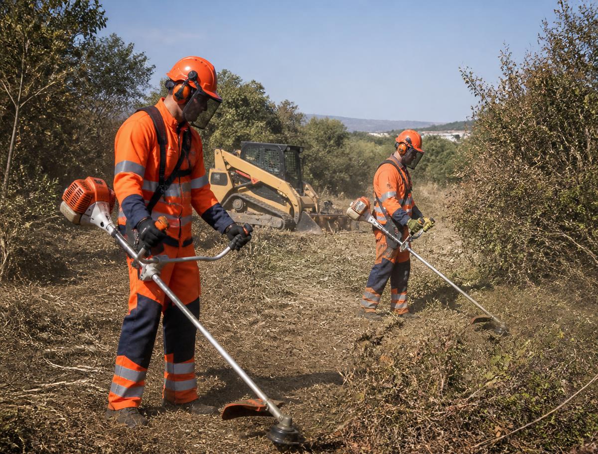Equipo de profesionales operando maquinaria pesada